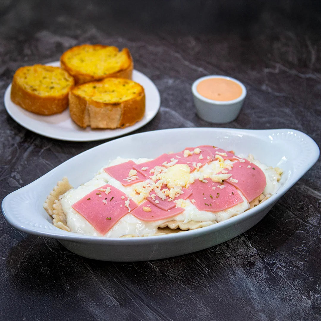 Ravioles de carne a lo Alfredo